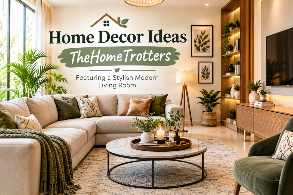 Home Decor Ideas TheHomeTrotters featuring a stylish modern living room.